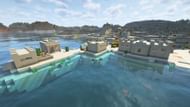 Coastal desert villages are the best kind of desert village for aesthetics (Image via Mojang)